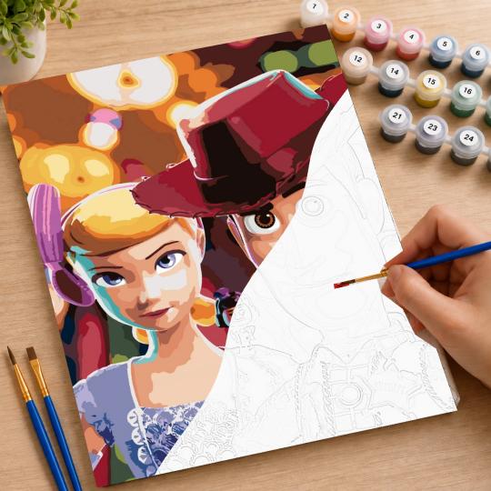 MALOWANIE PO NUMERACH Obrazy do malowania - Szeryf i Bo, Toy Story 40x50 cm, zdjęcie 7