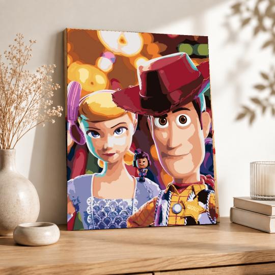 MALOWANIE PO NUMERACH Obrazy do malowania - Szeryf i Bo, Toy Story 40x50 cm, zdjęcie 8