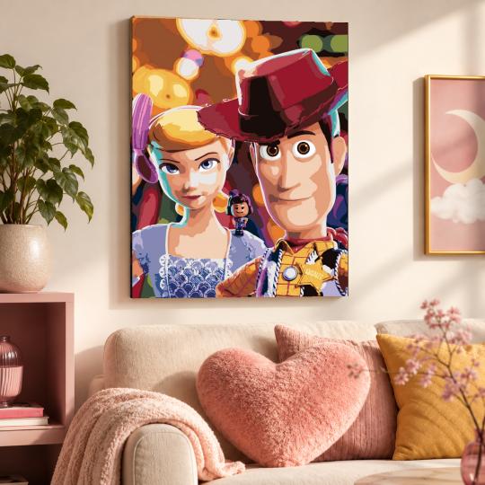 MALOWANIE PO NUMERACH Obrazy do malowania - Szeryf i Bo, Toy Story 40x50 cm, zdjęcie 9