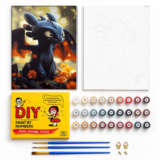 Paint by Numbers with Frame - Toothless 40x50 cm, photo 2