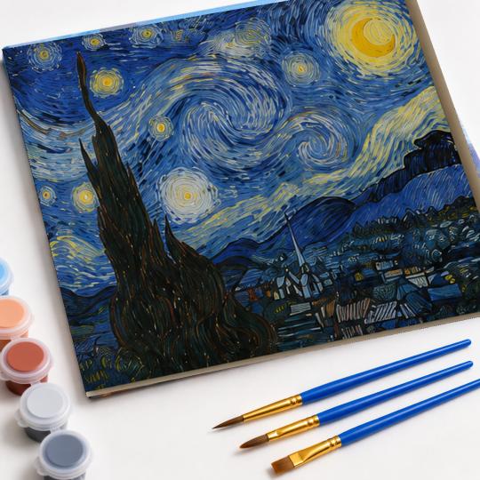MALOWANIE PO NUMERACH Obrazy do malowania-Gwiaździsta Noc Van Gogh 50x40 cm, zdjęcie 4