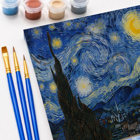 MALOWANIE PO NUMERACH Obrazy do malowania-Gwiaździsta Noc Van Gogh 50x40 cm, zdjęcie 5