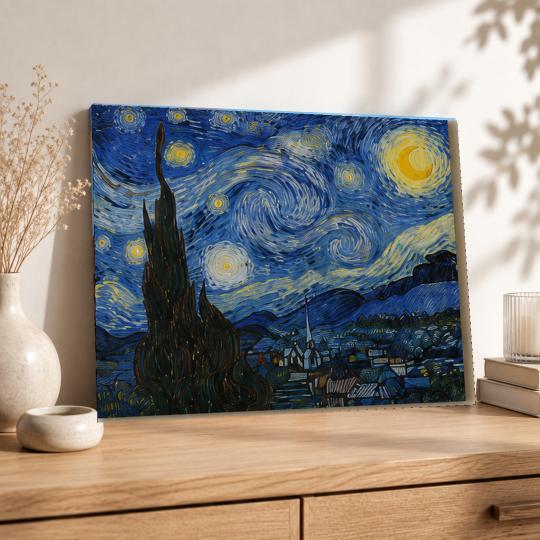MALOWANIE PO NUMERACH Obrazy do malowania-Gwiaździsta Noc Van Gogh 50x40 cm, zdjęcie 8