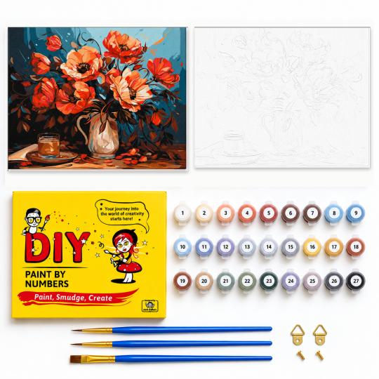 Paint by Numbers with Frame - Colourful Poppies 50x40 cm, photo 2