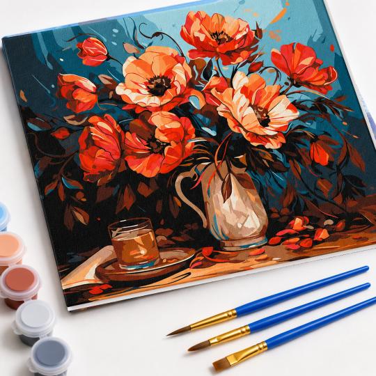 Paint by Numbers with Frame - Colourful Poppies 50x40 cm, photo 4