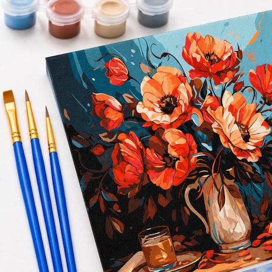 Paint by Numbers with Frame - Colourful Poppies 50x40 cm, photo 5