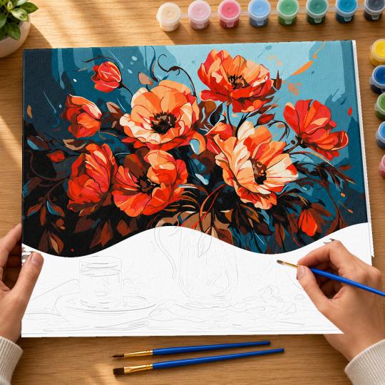 Paint by Numbers with Frame - Colourful Poppies 50x40 cm, photo 6