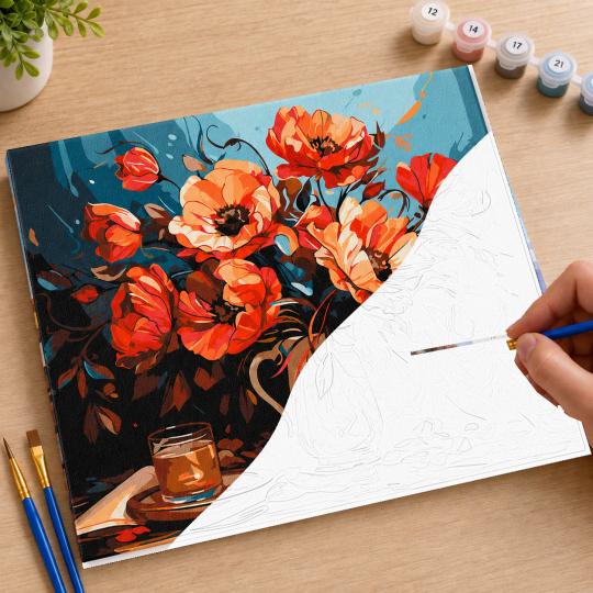 Paint by Numbers with Frame - Colourful Poppies 50x40 cm, photo 7