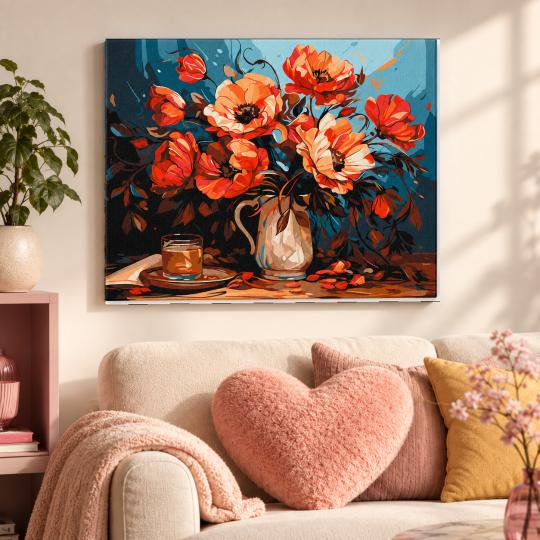 Paint by Numbers with Frame - Colourful Poppies 50x40 cm, photo 9