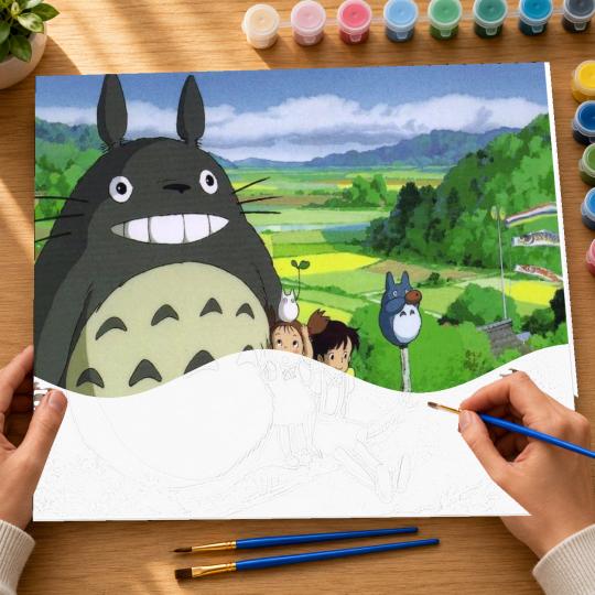 Paint by Numbers with Frame - Totoro Ghibli 50x40 cm, photo 6