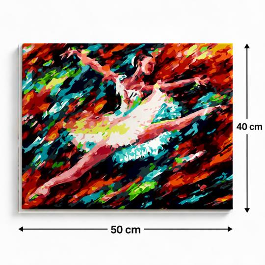 MALOWANIE PO NUMERACH Obrazy do malowania - Kolorowa Baletnica 50x40 cm, zdjęcie 3