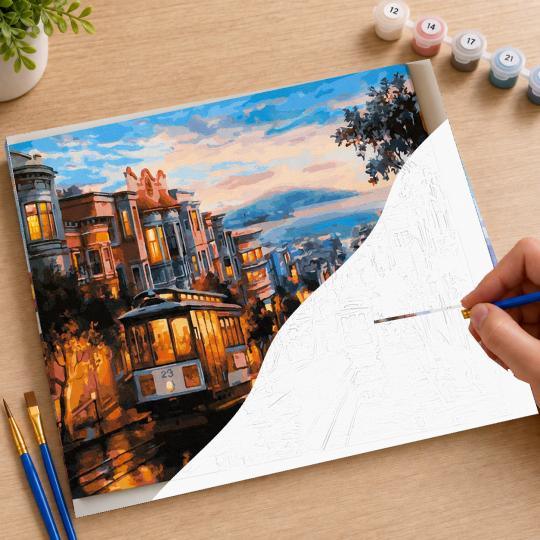 MALOWANIE PO NUMERACH Z RAMĄ Obrazy do malowania - San Francisco 50x40 cm, zdjęcie 7