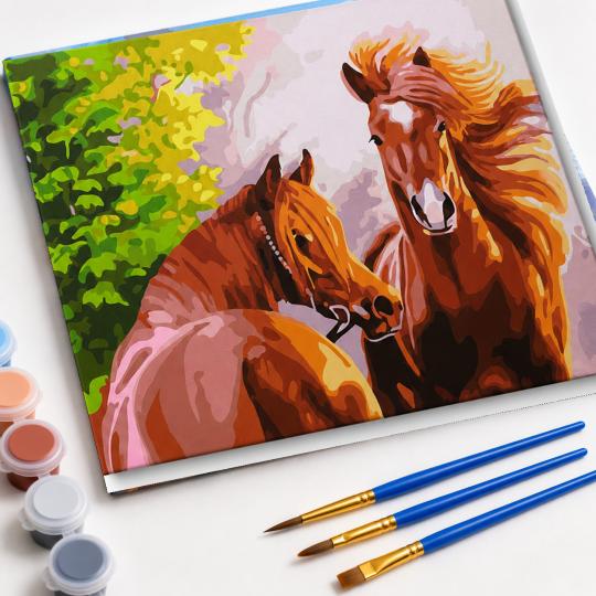 MALOWANIE PO NUMERACH Z RAMĄ Obrazy do malowania - Dzikie Konie 50x40 cm, zdjęcie 4