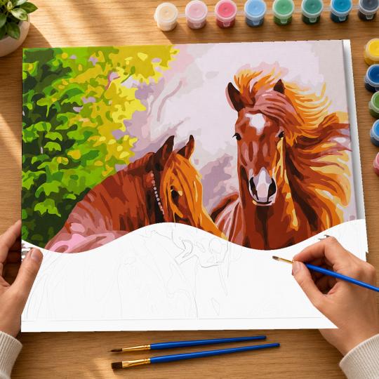 MALOWANIE PO NUMERACH Z RAMĄ Obrazy do malowania - Dzikie Konie 50x40 cm, zdjęcie 6