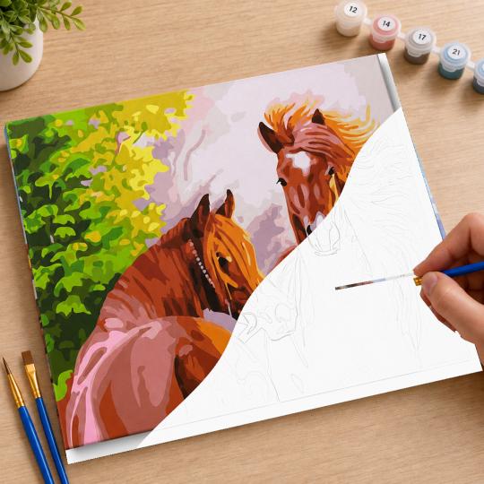 MALOWANIE PO NUMERACH Z RAMĄ Obrazy do malowania - Dzikie Konie 50x40 cm, zdjęcie 7