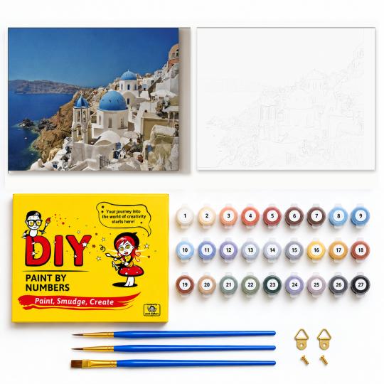 MALOWANIE PO NUMERACH Obrazy do malowania - Magiczne Santorini 50x40 cm, zdjęcie 2