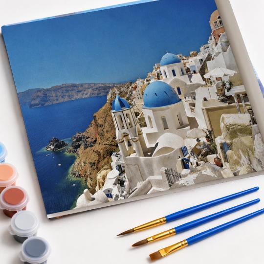 MALOWANIE PO NUMERACH Obrazy do malowania - Magiczne Santorini 50x40 cm, zdjęcie 4