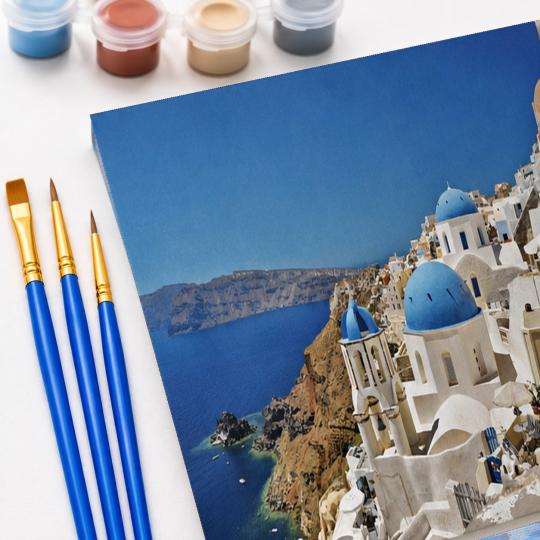 MALOWANIE PO NUMERACH Obrazy do malowania - Magiczne Santorini 50x40 cm, zdjęcie 5