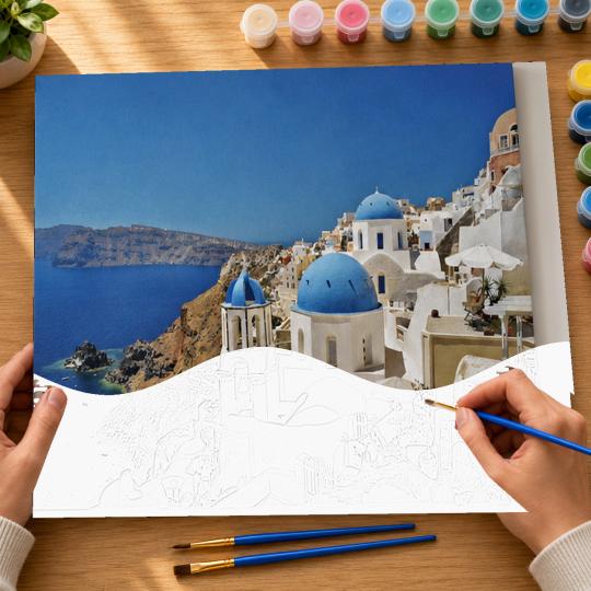MALOWANIE PO NUMERACH Obrazy do malowania - Magiczne Santorini 50x40 cm, zdjęcie 6
