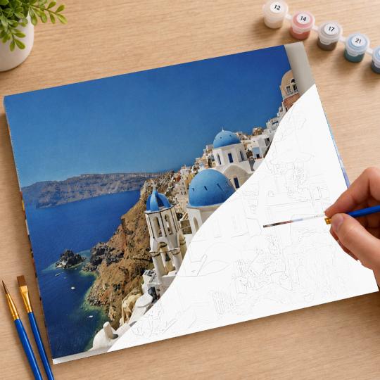 MALOWANIE PO NUMERACH Obrazy do malowania - Magiczne Santorini 50x40 cm, zdjęcie 7