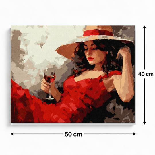 MALOWANIE PO NUMERACH Obrazy do malowania - Dziewczyna w Kapeluszu 50x40 cm, zdjęcie 3