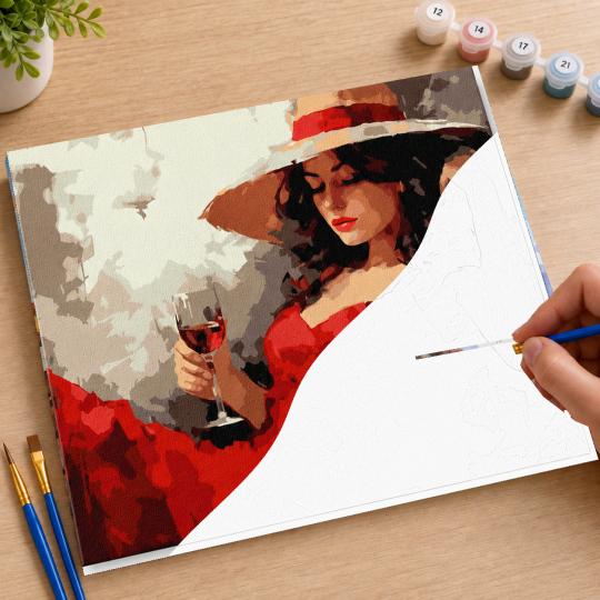 MALOWANIE PO NUMERACH Obrazy do malowania - Dziewczyna w Kapeluszu 50x40 cm, zdjęcie 7