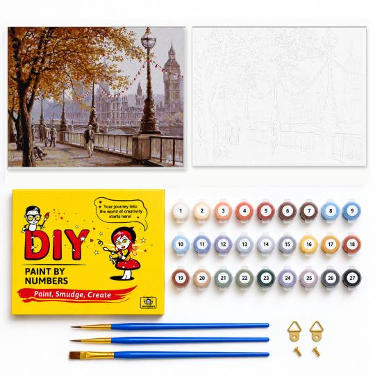 PAINT BY NUMBERS WITH FRAME Paintings to Paint - Autumn London 50x40 cm, photo 2