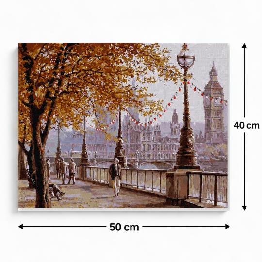 PAINT BY NUMBERS WITH FRAME Paintings to Paint - Autumn London 50x40 cm, photo 3