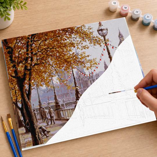 PAINT BY NUMBERS WITH FRAME Paintings to Paint - Autumn London 50x40 cm, photo 7