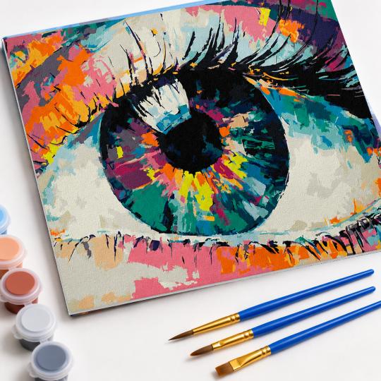 MALOWANIE PO NUMERACH Z RAMĄ Obrazy do malowania - Tęczowe Oko 50x40 cm, zdjęcie 4
