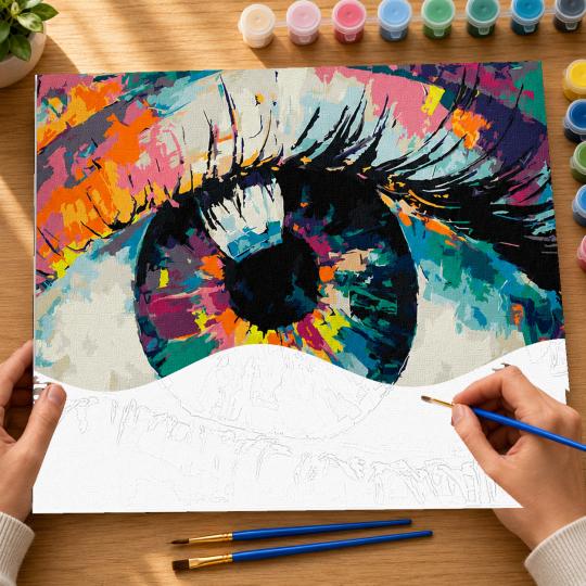 MALOWANIE PO NUMERACH Z RAMĄ Obrazy do malowania - Tęczowe Oko 50x40 cm, zdjęcie 6
