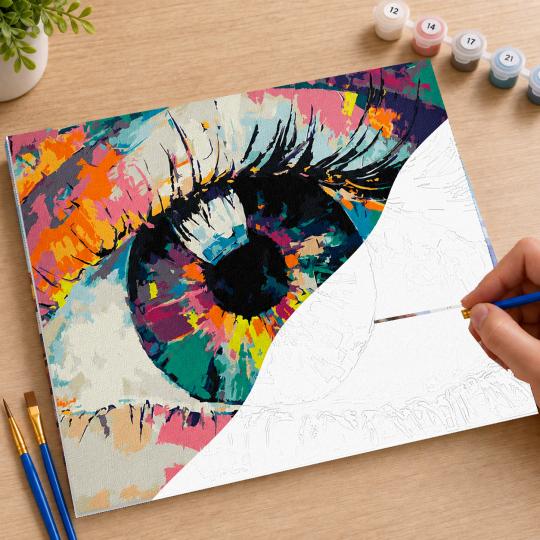 MALOWANIE PO NUMERACH Z RAMĄ Obrazy do malowania - Tęczowe Oko 50x40 cm, zdjęcie 7