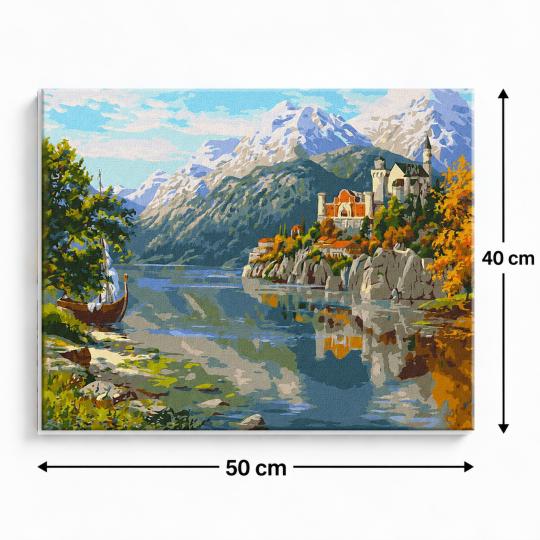 PAINT BY NUMBERS WITH FRAME Paintings to Paint - Castle in the Mountains 50x40 cm, photo 3