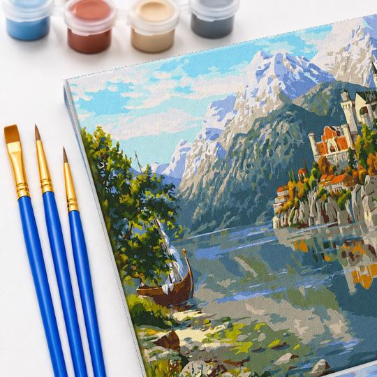 PAINT BY NUMBERS WITH FRAME Paintings to Paint - Castle in the Mountains 50x40 cm, photo 5