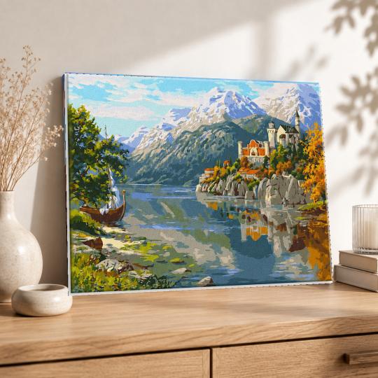 PAINT BY NUMBERS WITH FRAME Paintings to Paint - Castle in the Mountains 50x40 cm, photo 8