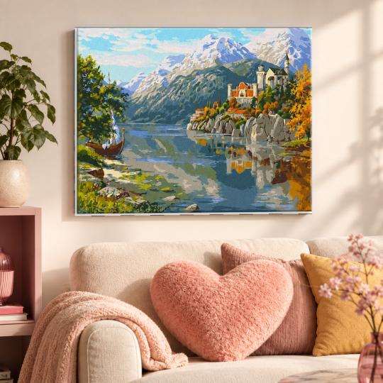 PAINT BY NUMBERS WITH FRAME Paintings to Paint - Castle in the Mountains 50x40 cm, photo 9