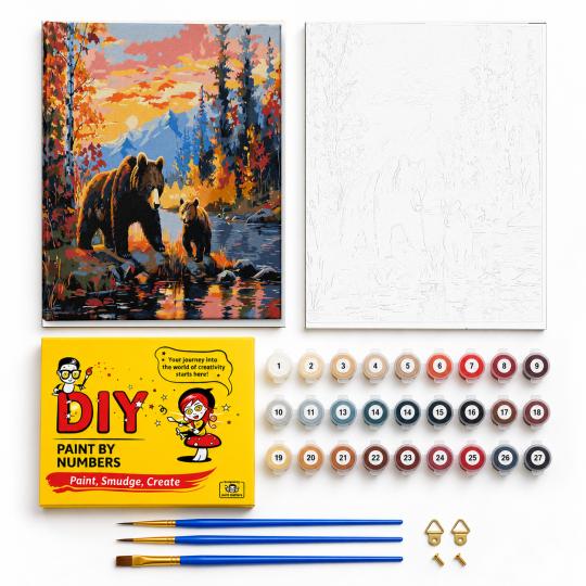 PAINT BY NUMBERS Paintings to Paint - Bear Family 50x40 cm, photo 2