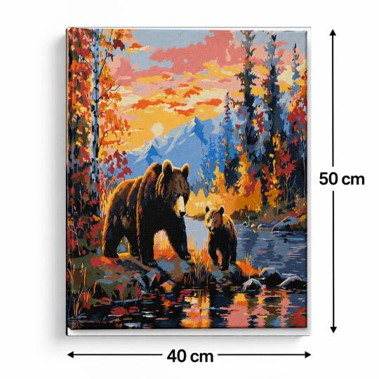 PAINT BY NUMBERS Paintings to Paint - Bear Family 50x40 cm, photo 3
