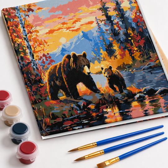 PAINT BY NUMBERS Paintings to Paint - Bear Family 50x40 cm, photo 4