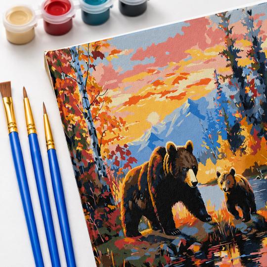 PAINT BY NUMBERS Paintings to Paint - Bear Family 50x40 cm, photo 5