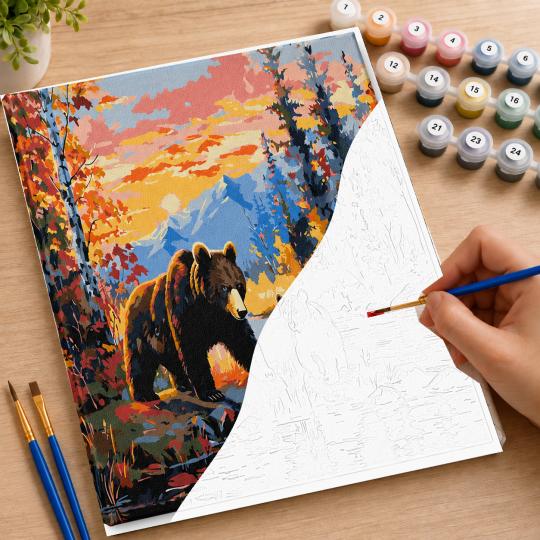 PAINT BY NUMBERS Paintings to Paint - Bear Family 50x40 cm, photo 7