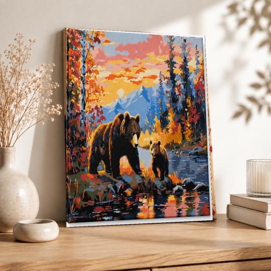 PAINT BY NUMBERS Paintings to Paint - Bear Family 50x40 cm, photo 8