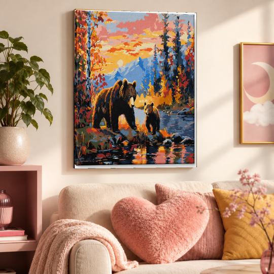 PAINT BY NUMBERS Paintings to Paint - Bear Family 50x40 cm, photo 9