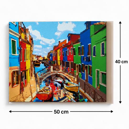 MALOWANIE PO NUMERACH Z RAMĄ Obrazy do malowania - Kolorowe Miasto 50x40 cm, zdjęcie 3