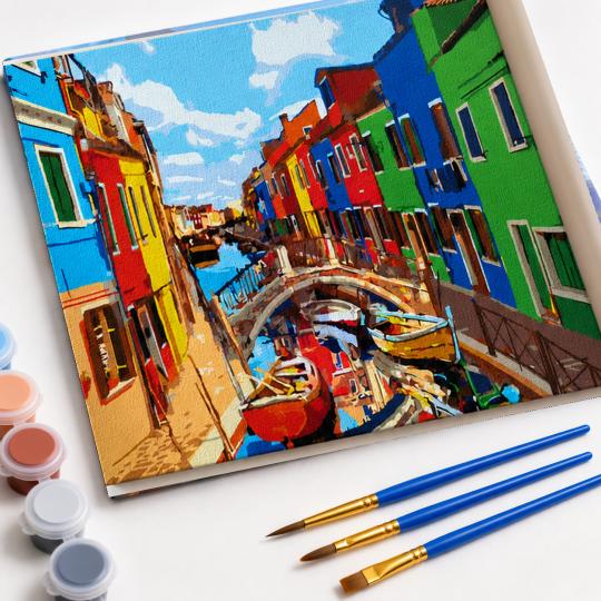 MALOWANIE PO NUMERACH Z RAMĄ Obrazy do malowania - Kolorowe Miasto 50x40 cm, zdjęcie 4