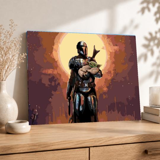 MALOWANIE PO NUMERACH Obrazy do malowania -Mandalorian z Baby Yodą 50x40 cm, zdjęcie 8