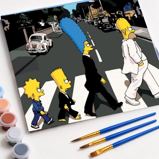 MALOWANIE PO NUMERACH Obrazy do malowania -Simpsonowie The Beatles 50x40 cm, zdjęcie 4