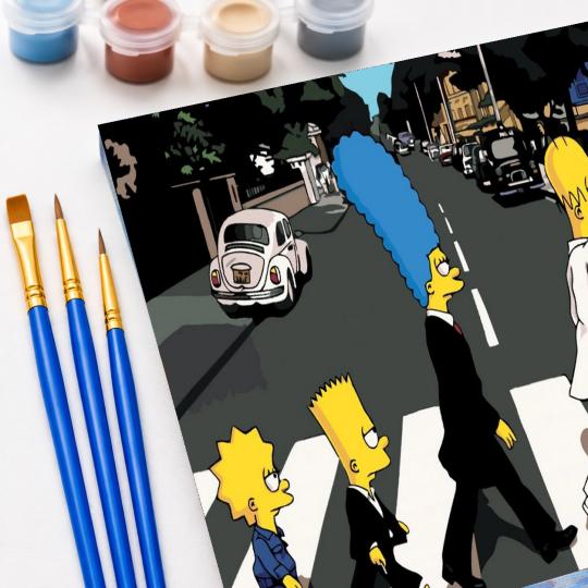 MALOWANIE PO NUMERACH Obrazy do malowania -Simpsonowie The Beatles 50x40 cm, zdjęcie 5