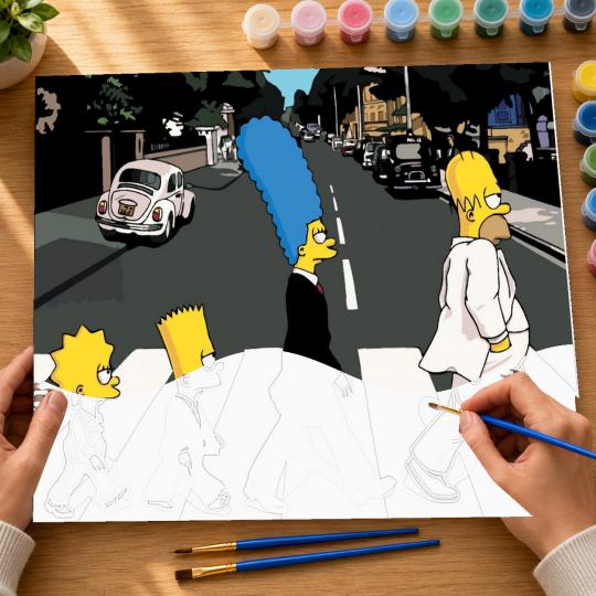 MALOWANIE PO NUMERACH Obrazy do malowania -Simpsonowie The Beatles 50x40 cm, zdjęcie 6