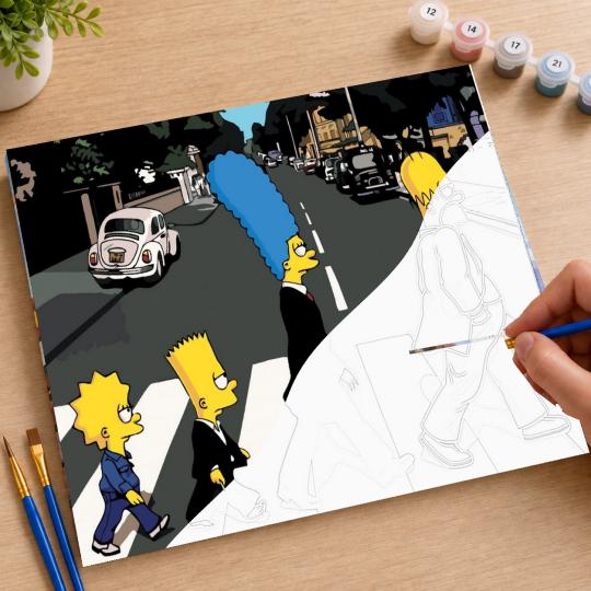 MALOWANIE PO NUMERACH Obrazy do malowania -Simpsonowie The Beatles 50x40 cm, zdjęcie 7